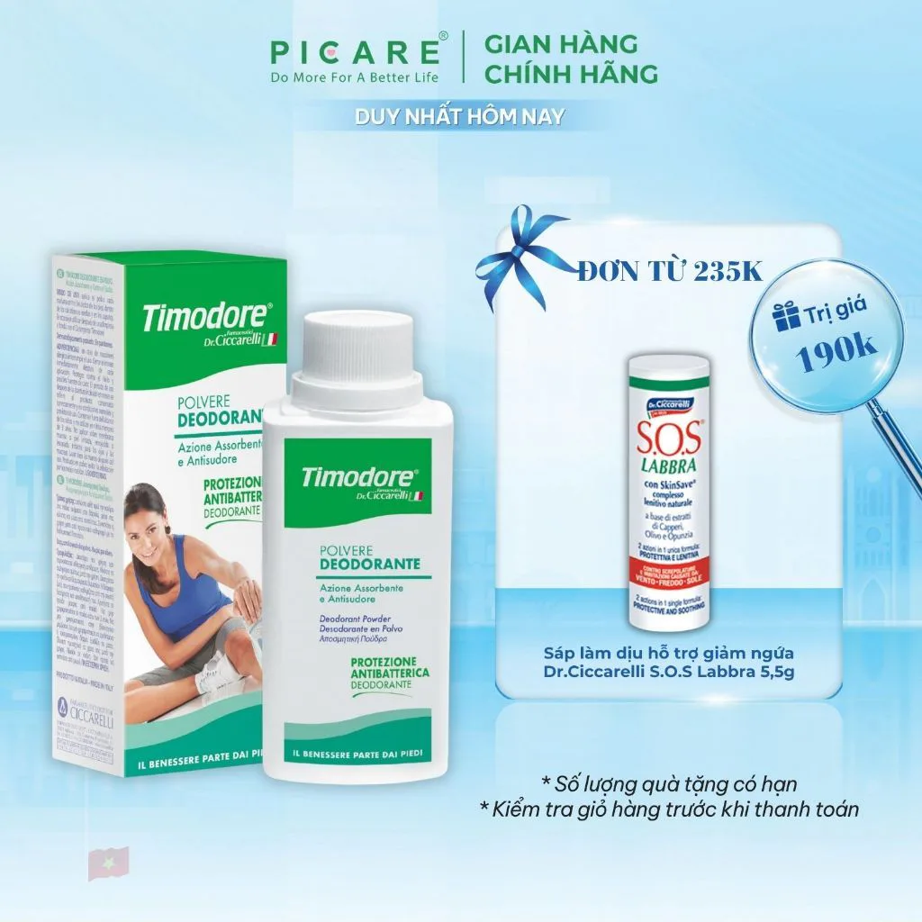 Phấn khử mùi chân và giày khô ráo 24h Timodore Deodorant Power - 75g