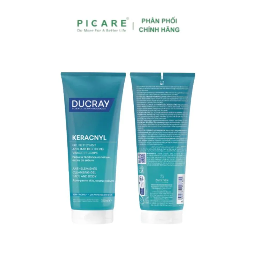 Gel rửa mặt cho da nhờn mụn Ducray Keracnyl Gel Innova Myrtacine 200ml